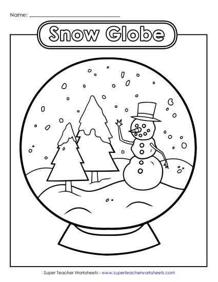 Basic Pictures (For Younger Kids) - Snow Globe (Printable PDF Worksheet)