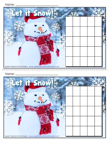 Small Charts - Snowman Sticker Chart (Printable PDF Worksheet)