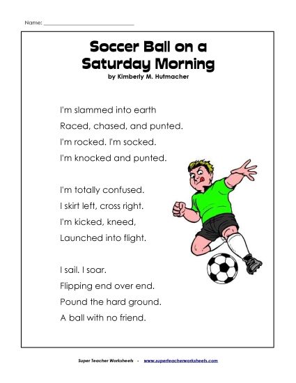 Poems - Soccer Ball (Poem) (Printable PDF Worksheet)