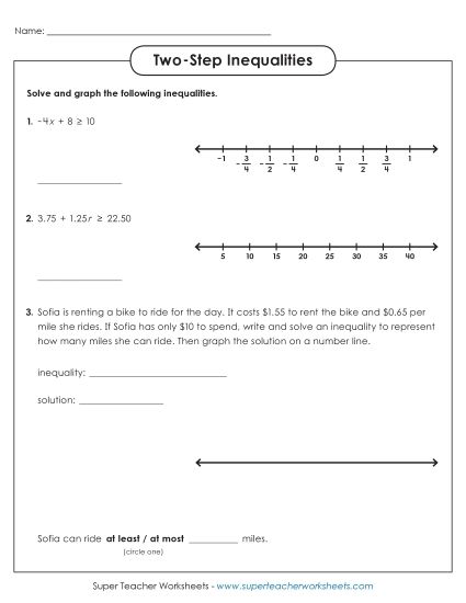 Intermediate Level - Solve & Graph with a Word Problem (Intermediate) (Printable PDF Worksheet)