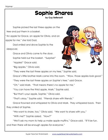 Sophie Shares (Printable PDF Worksheet)