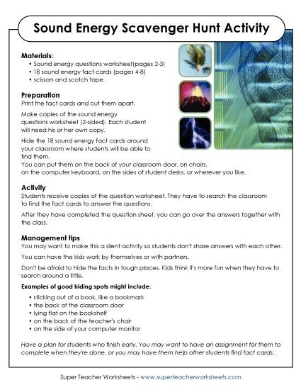 Sound Energy Scavenger Hunt (Printable PDF Worksheet)