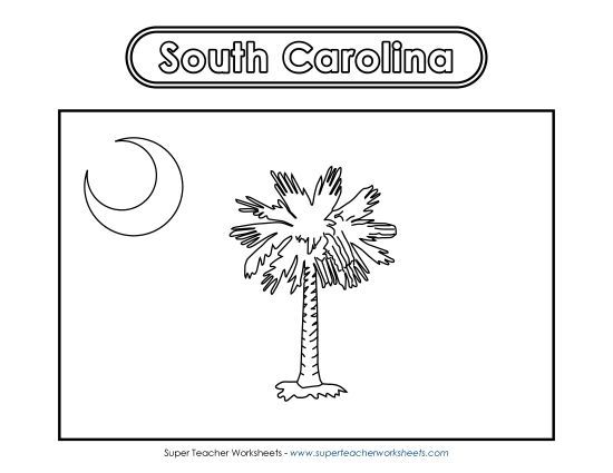 Flags & Seals - South Carolina Flag Coloring Page (Printable PDF Worksheet)