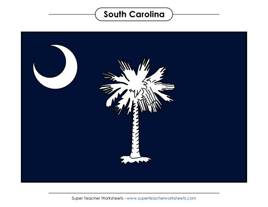 Flags & Seals - South Carolina State Flag (Full-Color Version) (Printable PDF Worksheet)