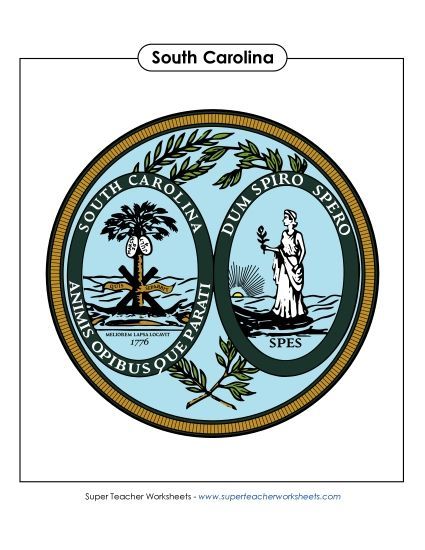 Flags & Seals - South Carolina State Seal (Full-Color Version) (Printable PDF Worksheet)