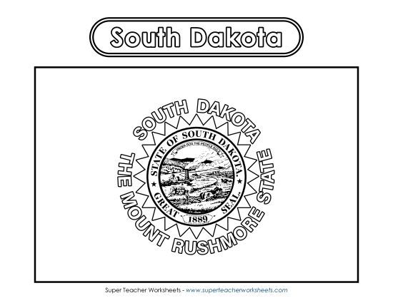 Flags & Seals - South Dakota Flag Coloring Page (Printable PDF Worksheet)