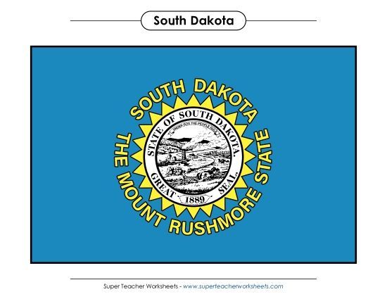 Flags & Seals - South Dakota State Flag (Full-Color Version) (Printable PDF Worksheet)