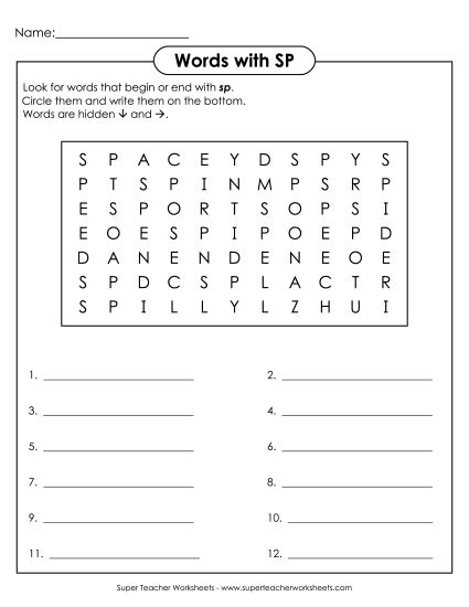 Worksheets - SP Word Search (Printable PDF Worksheet)