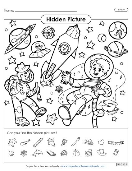Hidden Pictures - Space (Printable PDF Worksheet)