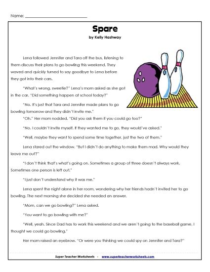 Fiction Stories - Spare (Fiction) (Printable PDF Worksheet)
