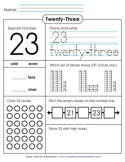 Twenty-Three - Special Number: 23 (Printable PDF Worksheet)