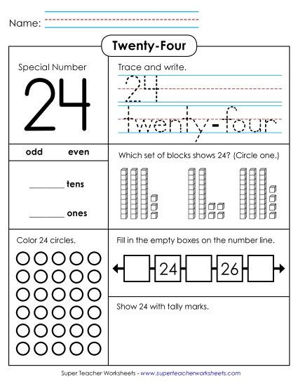 Twenty-Four - Special Number: 24 (Printable PDF Worksheet)