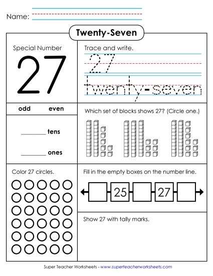 Twenty-Seven - Special Number: 27 (Printable PDF Worksheet)