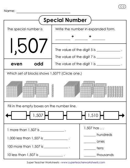 Special Number - Special Number Activity: 1,507 (Printable PDF Worksheet)