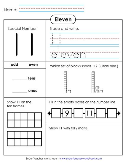 Number Eleven - Special Number: Eleven (Printable PDF Worksheet)