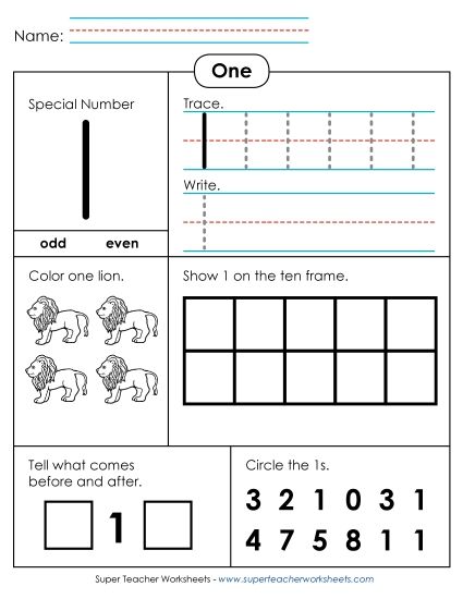 Number One - Special Number: One (Printable PDF Worksheet)