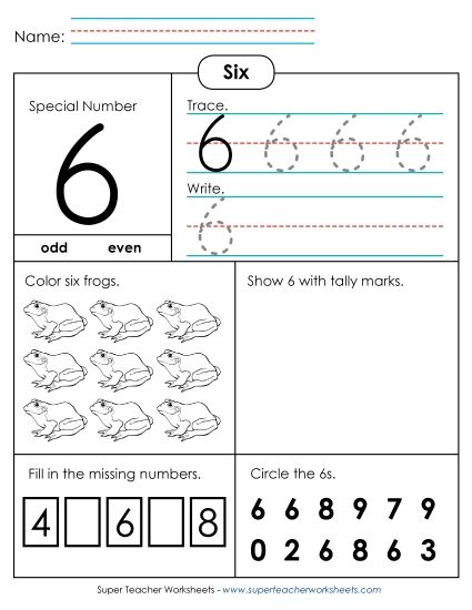 Number Six - Special Number: Six (Printable PDF Worksheet)