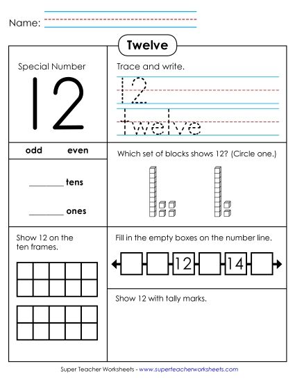 Number Twelve - Special Number: Twelve (Printable PDF Worksheet)