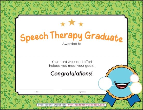 Other School Subjects - Speech Therapy Graduate (Printable PDF Worksheet)