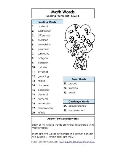 Spelling List - Spelling List (Printable PDF Worksheet)