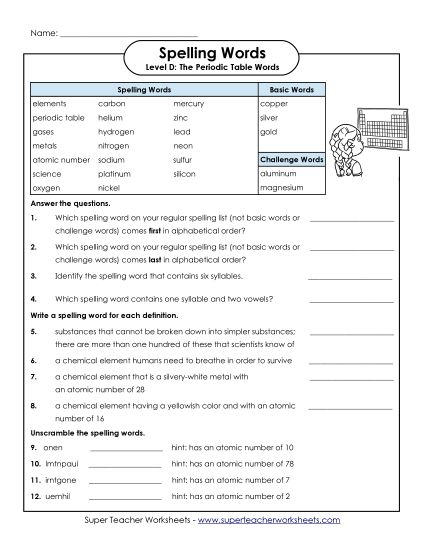 Worksheets and Activities  - Spelling Question Worksheet (Printable PDF Worksheet)
