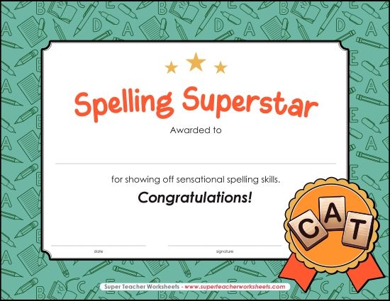 Other School Subjects - Spelling Super Star (Printable PDF Worksheet)