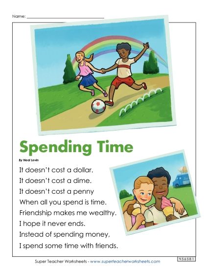 Poems - Spending Time (Poem) (Printable PDF Worksheet)