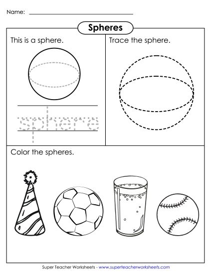 Individual Shapes - Sphere: Trace & Color (Printable PDF Worksheet)