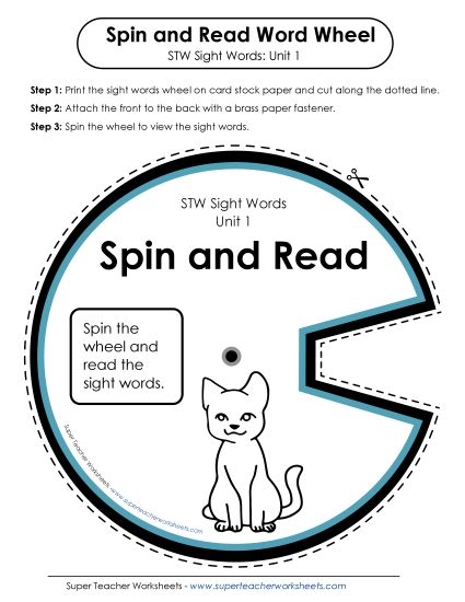 Reading Practice Tools - Spin and Read (Unit 1) (Printable PDF Worksheet)