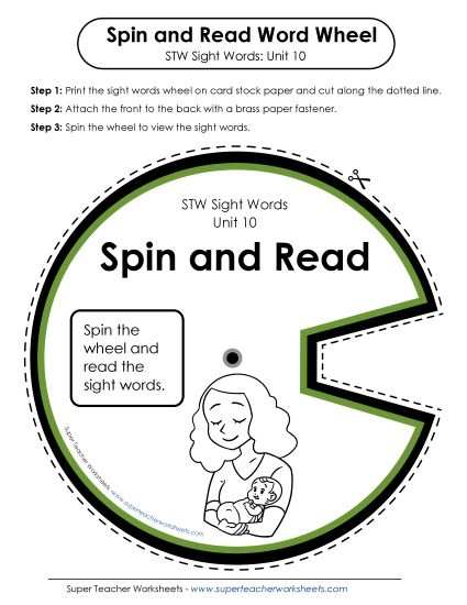 Reading Practice Tools - Spin and Read (Unit 10) (Printable PDF Worksheet)