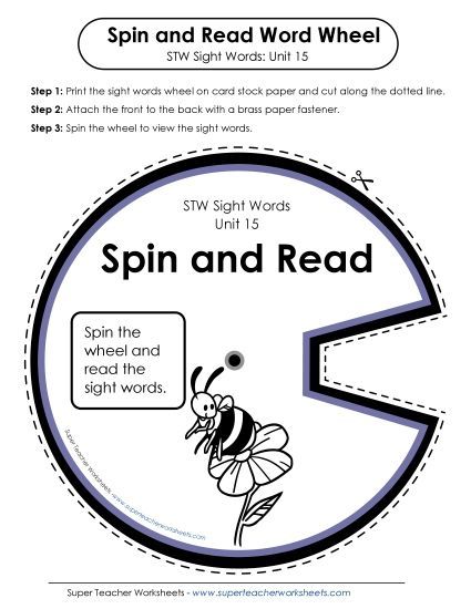 Reading Practice Tools - Spin and Read (Unit 15) (Printable PDF Worksheet)