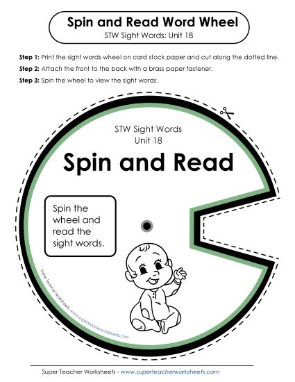 Reading Practice Tools - Spin and Read (Unit 18) (Printable PDF Worksheet)