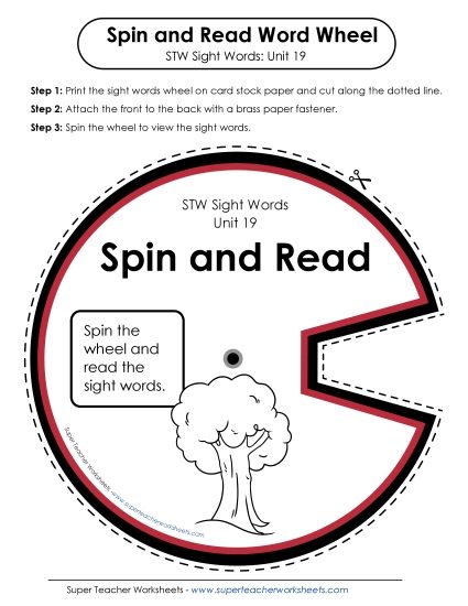 Reading Practice Tools - Spin and Read (Unit 19) (Printable PDF Worksheet)