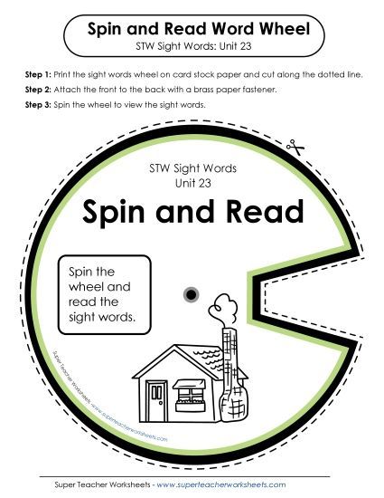 Reading Practice Tools - Spin and Read (Unit 23) (Printable PDF Worksheet)