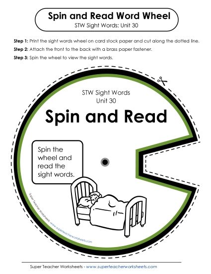 Reading Practice Tools - Spin and Read (Unit 30) (Printable PDF Worksheet)