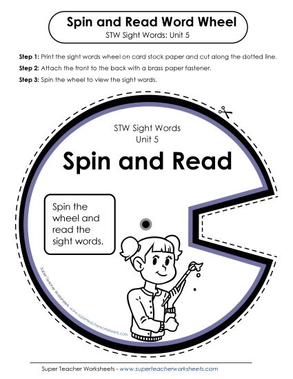 Reading Practice Tools - Spin and Read (Unit 5) (Printable PDF Worksheet)