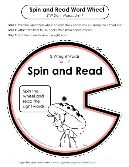 Reading Practice Tools - Spin and Read (Unit 7) (Printable PDF Worksheet)