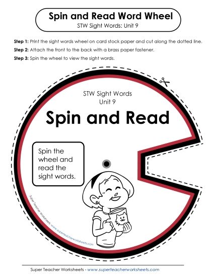 Reading Practice Tools - Spin and Read (Unit 9) (Printable PDF Worksheet)