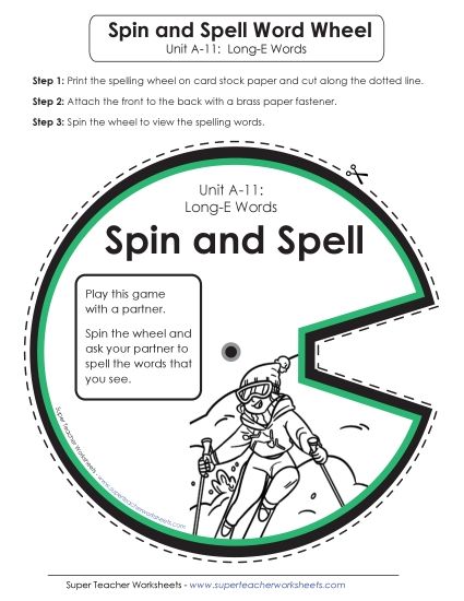 Flashcards, Word Wheel, and Slider - Spin and Spell (A-11) (Printable PDF Worksheet)
