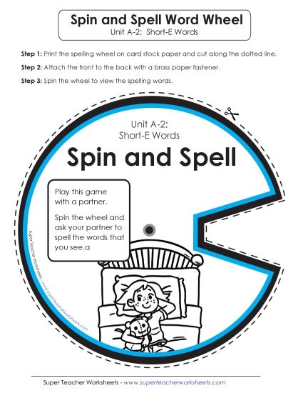 Flashcards, Word Wheel, and Slider - Spin and Spell (A-2) (Printable PDF Worksheet)