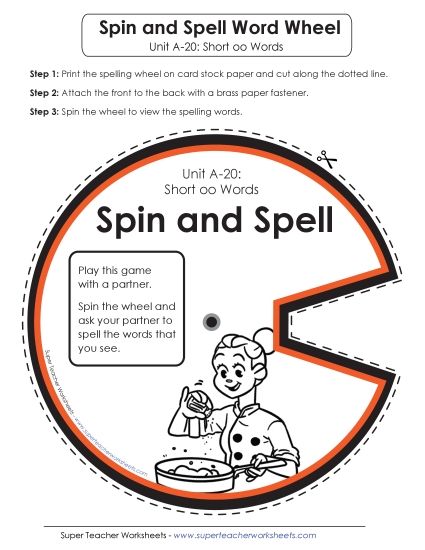 Flashcards, Word Wheel, and Slider - Spin and Spell (A-20) (Printable PDF Worksheet)