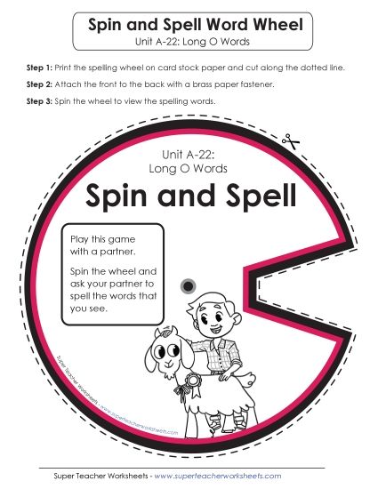 Flashcards, Word Wheel, and Slider - Spin and Spell (A-22) (Printable PDF Worksheet)