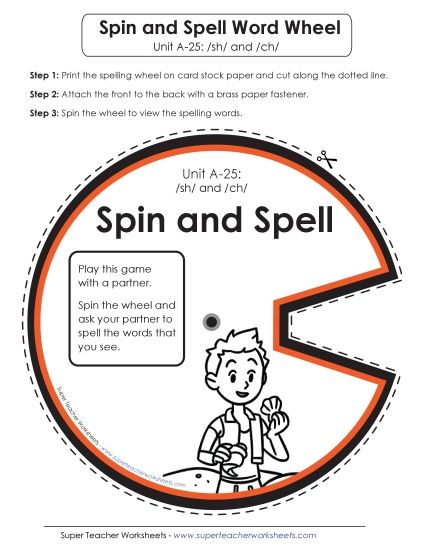 Flashcards, Word Wheel, and Slider - Spin and Spell (A-25) (Printable PDF Worksheet)