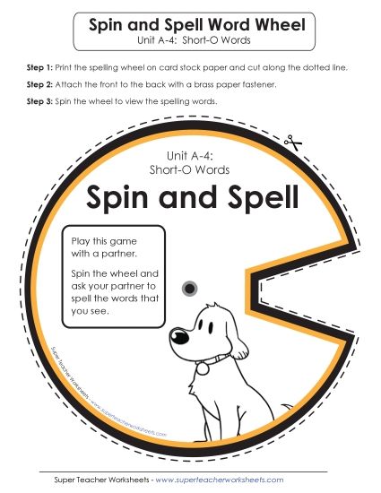 Flashcards, Word Wheel, and Slider - Spin and Spell (A-4) (Printable PDF Worksheet)