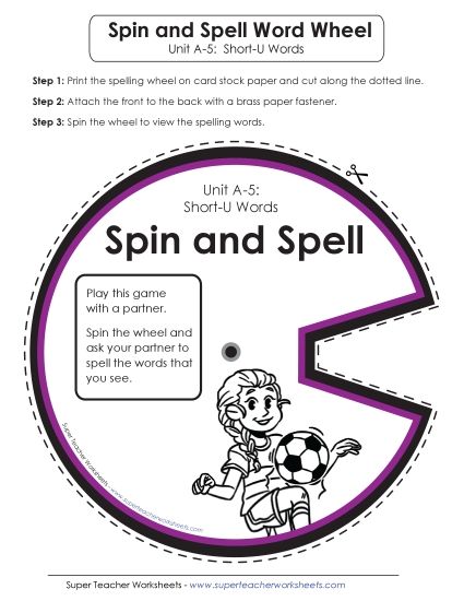 Flashcards, Word Wheel, and Slider - Spin and Spell (A-5) (Printable PDF Worksheet)