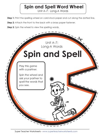 Flashcards, Word Wheel, and Slider - Spin and Spell (A-7) (Printable PDF Worksheet)