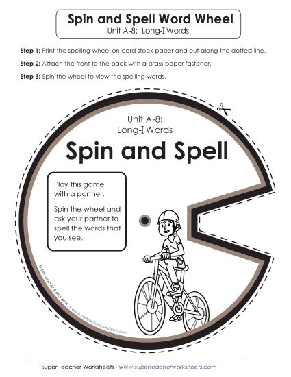 Flashcards, Word Wheel, and Slider - Spin and Spell (A-8) (Printable PDF Worksheet)
