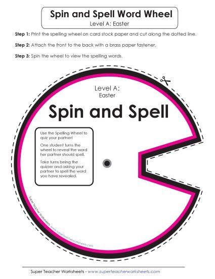 Flashcards, Word Wheel, and Slider - Spin-and-Spell (A-Easter)  (Printable PDF Worksheet)