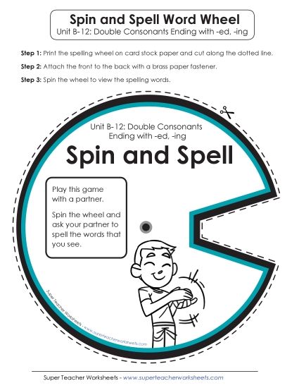 Flashcards, Word Wheel, and Slider - Spin and Spell (B-12) (Printable PDF Worksheet)