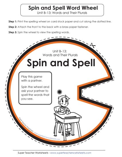 Flashcards, Word Wheel, and Slider - Spin and Spell (B-13) (Printable PDF Worksheet)